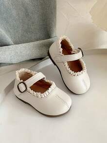 软底婴幼儿玛丽珍鞋，法式公主风，真皮女童学步鞋，春秋季 - 米色 - 查看 4