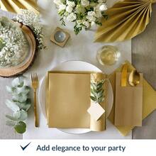 PAW - 50 Pieces Airlaid Paper Linen-Feel Napkins 16inch X 16inch, Monocolor Disposable Cloth-Like Napkins, Elegant Gold Dinner Napkins For Kitchen, Party, Wedding, Gatherings, Christmas,DinnerNapkins,Gold - Gold - View 6