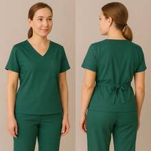 Women's Fitted Surgical Hospital Scrub Set - Various Colors And Sizes - Emerald - View 1