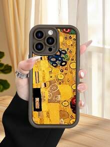 1 pieza funda de teléfono con diseño inspirado en arte clásico y detalles dorados sobre fondo cálido, estilo elegante y artístico ideal para amantes del arte moderno y lo sofisticado, TPU suave, protección completa antiimpacto y antideslizante, compatible con iPhone17 ProMax/16/15/14/13/12/11/Plus/Pro/ProMax, compatible con Galaxy A34/A35/A54/A55, Galaxy S20/S21/S22/S23/S24/S25 Ultra/Plus, compatible con Galaxy/Redmi/Honor/OPPO/ViVo - Marrón - Ver 1