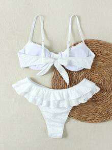 Ladies' French-Style White Ruffle Bikini, Hot Girl Style, Sexy Beach And Sandy Shore Vacation Two Pieces Swimsuit, Summer Spring 2026 - White - View 5