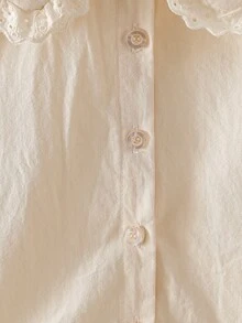 Girls' Spring Cotton Doll Collar Blouse, Stylish - Apricot - View 5