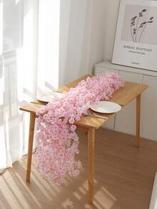 1/4件装 70英寸人造樱花花环，丝绸花环装饰，适用于家居、婚礼、花园、派对拱门、办公室、房间、人造植物、派对和节日装饰、卧室装饰、情人节、母亲节、春季 - 淺粉色 - 查看 3