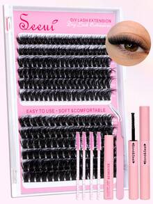 822pcs, 234pcs, 216pcs, 168pcs Individual False Eyelashes Set, 10-18mm Mixed Individual False Eyelashes Set, Includes Eyelash Glue, Sealer, Eyelash Tweezers, Eyelash Brush, Suitable For Daily Commute Or Festival Celebration DIY Eyelash Makeup Design - Black - View 14