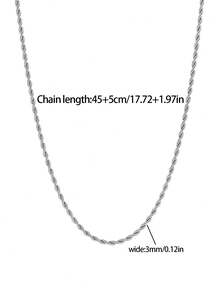 1 chiếc dây chuyền vàng dạng dây thừng đa năng 45+5cm, dây xoắn tối giản bằng thép không gỉ dành cho nữ, thích hợp đeo hàng ngày. - Vòng cổ - Xem 5