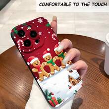 1PC Phone Case ,  Gingerbread Men Snowflakes Candy Canes Gift Boxes , Stylish Phone Case, Phone Decoration, All-around Lens Protection, Creative Small Gift, Funny Gift for Boys and Girls - Negro - Ver 2