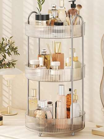 Organizador de maquillaje giratorio, organizador de baño de alta capacidad para encimera, organizador de productos de cuidado de la piel, perfumes y cosméticos