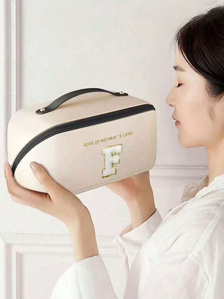 多功能旅行化妆包，防水字母印花化妆包，大容量多层化妆包，便携式旅行收纳包，化妆品收纳，化妆包，护肤包，旅行配件，邮轮必备，珠宝收纳包，润唇膏收纳盒，指甲油收纳盒，情人节礼物，伴娘礼物，生日礼物，送给朋友和老师的礼物，节日礼物，母亲节礼物，情人节礼物，女士礼物 - 彩色 - 查看 4