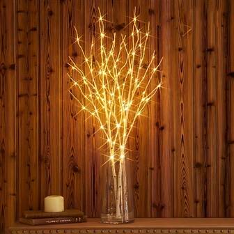 1 Set Decorative Birch Tree Branch With Battery Powered Artificial Tree Branch Lights, Suitable For Elegant Indoor Christmas And New Year Decoration, Fashionable Home Decor, Reading Lamp Decoration - Suitable For Holiday Occasions - Batteries Not Included