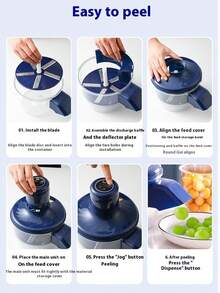 RAF 电动葡萄削皮器、番茄削皮器、大蒜削皮器、可充电自动水果削皮器、厨房果蔬削皮器、商用奶茶店水果削皮器、家用削皮器——显著提高食品加工效率，食品加工 - 多色1 - 查看 4