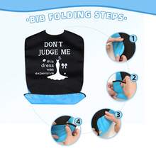 1pc Premium Adult Bib, Reusable Clothing Protector For Elderly Eating, Black With English Text Print, 33 Inches X 17 Inches - Multicolor - View 4
