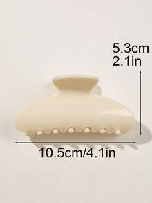 2pcs/Set Elegant ABS Material Deep Coffee & Beige Sweet Large Half-Circle Hair Claw Vintage Versatile Hair Accessories, Autumn/Winter Elegant Hair Clips Fashion Hair Clutch Elegant Claw Clip - 2-piece Set - White and Brown Semicircle - View 3