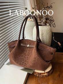 1个纯色PU皮革单肩包，女士复古时尚大容量手提包，双提手按扣设计，适合旅行、购物、约会，是送给女性的理想礼物，也适合青少年女孩、大学生和上班族，是办公室、学校、工作、商务、通勤、户外、旅行、野餐的理想之选。 - 咖啡 - 查看 1