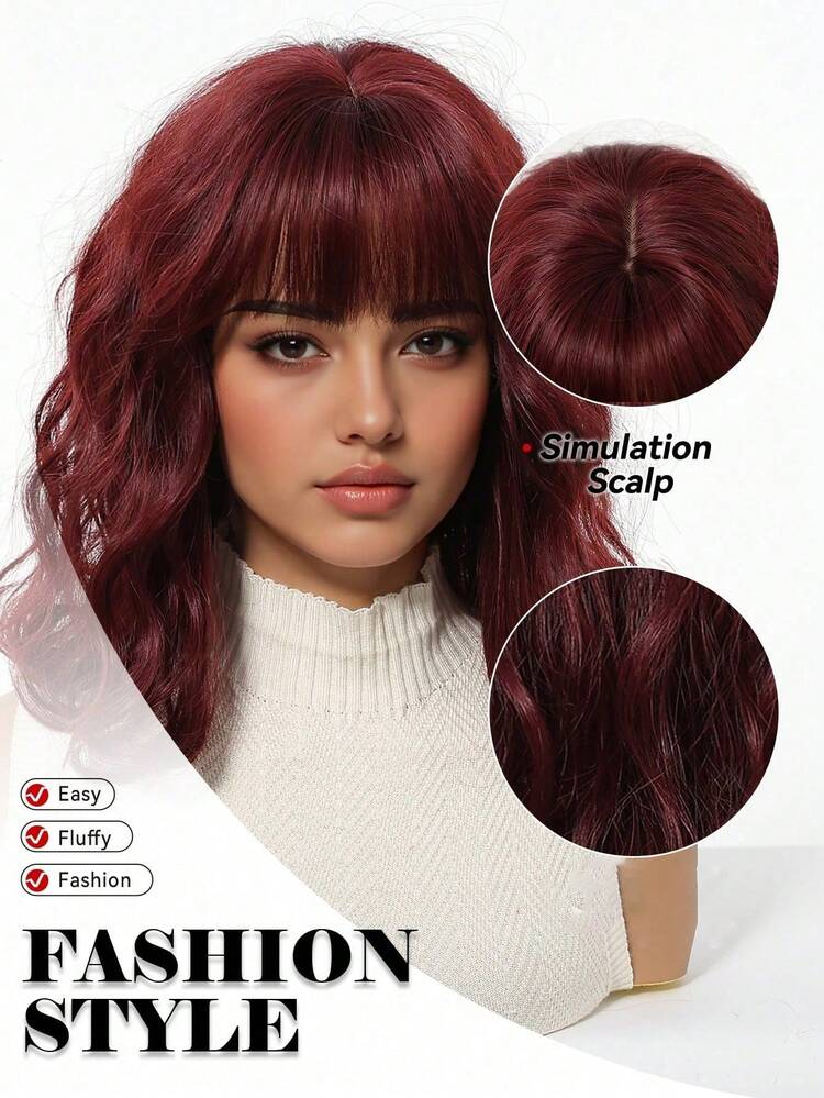 Peluca Lolita de ondas cortas de color vino tinto con flequillo, peluca Bobo rubia platino, peluca sintética resistente al calor, adecuada para fiestas diarias de mujeres, cosplay de anime, fiestas de disfraces de Halloween, regalos para novias, adecuada para fiestas, uso diario, festivales de música, colorida, adecuada para uso diario, viajes de vacaciones, Halloween, Navidad, Año Nuevo, Carnaval, festivales de música, regalos para niñas, regalos de graduación de verano, regalos listos, regalos de Halloween y Navidad - Burdeos - Añade 8