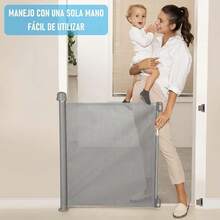 Puerta de  para bebés, puerta retráctil para perros de 300 * 86CM, equipada con dos juegos de accesorios de instalación, adecuada para escaleras, cocina, hogar y pasillo. - 3M-Gris - Ver 4