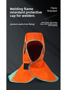 1件2025升级版阻燃焊接肩披，展开尺寸44*48厘米，包含防火头罩、防溅披肩、阻燃帽、工业防尘肩披，一体式头罩披肩设计，专用于焊接、金属打磨、切割作业的阻燃焊接披肩，保护肩颈免受火花和灼伤，工业安全防护。