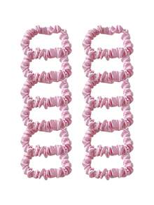 12个装缎面发圈，丝滑弹力细发绳，纯色发圈，马尾辫发绳，女士女孩发饰，两种尺寸混色，感恩节教师节圣诞礼物，秋冬季发饰，返校季日常学生发饰