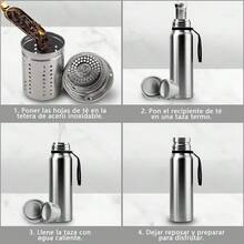 SSGP Termo de Acero Inoxidable 1000ML,Termo para Agua con Infusor de Té,Botella de Agua,Cierre Hermético,Sin BPA,Manténgase caliente y frío(24 horas),con manga de botella,A prueba de derrames - Plateado - Ver 9
