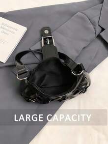 1pc Women Retro Biker Chic Studded Adjustable Strap Crossbody Bag, Large Capacity Soft Gradient Leather Shoulder/Underarm Bag, Suitable For Work, Dating, Parties, Vintage Bag For Women, Halloween Purse Perfect For Fancy Party Halloween Fashion & Gothic Fashion,1pc Women Retro Biker Chic Studded Adjustable Strap Crossbody Bag, Large Capacity Soft Gradient Leather Shoulder/Underarm Bag, Suitable For Work, Dating, Parties, Vintage Bag For Women, Halloween Purse Perfect For Fancy Party Halloween Fashion & Gothic Fashion,Christmas Gifts,Christmas Gifts,Crossbody Bags For Women,Christmas Decorations - 黑色 - 查看 5