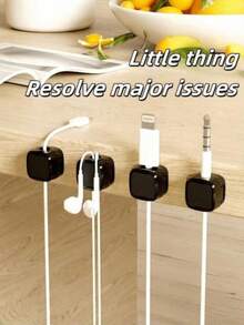 3pcs Magnetic Cable Clips, Self-Adhesive Cable Organizer, Desktop Cable Holder, Strong Adhesive Cable Management Clips, Easy-Open Phone Cable, Suitable For Office Desk, Home Office And Car Adjustable Cable Management - Multicolor - View 2
