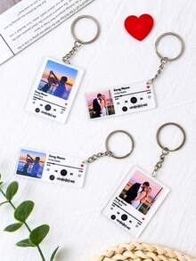 Custom Acrylic Music Player Keychain, Personalized Photo And Text Keychain, Custom Couple Keychain, Stainless Engraved Keychain, Anniversary Gift - Multicolor 2 (Musical Style) - View 9