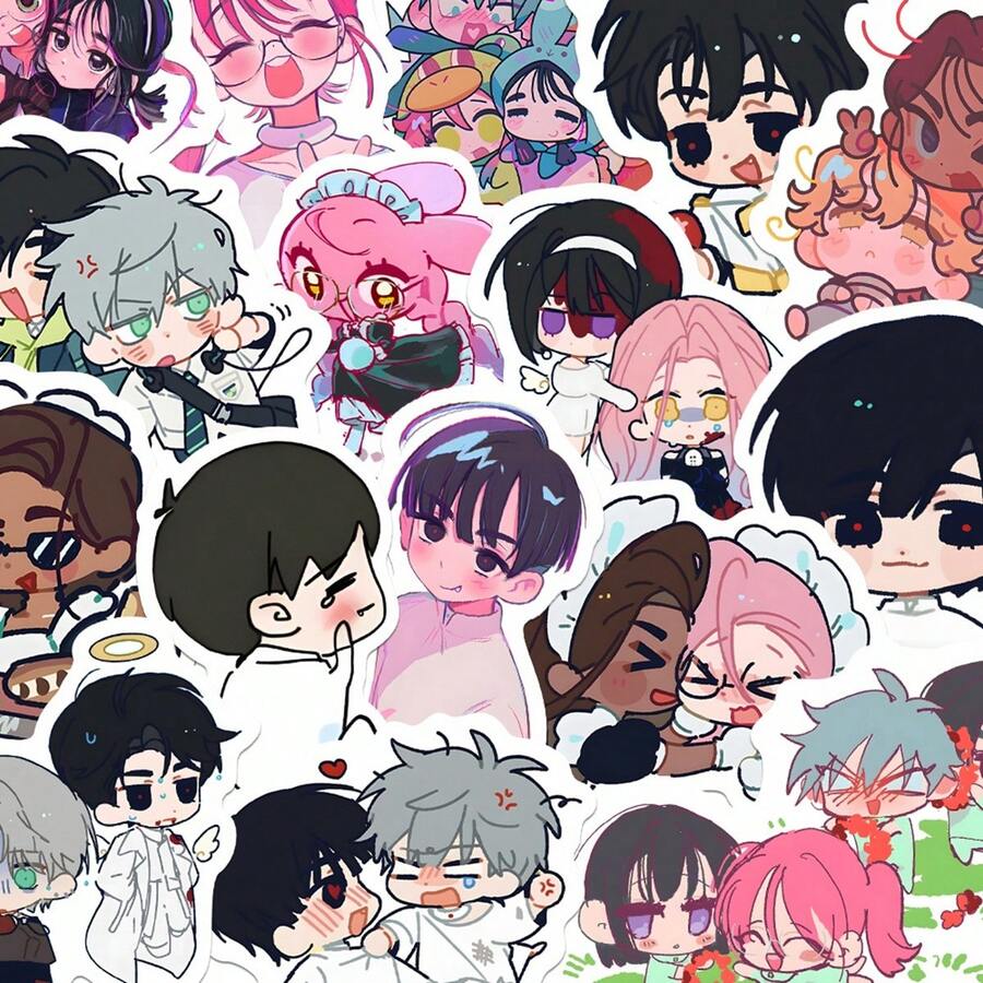 160pcs Cartoon Alien Stage Stickers, Cute Stickers IvanQ Version, Waterproof Stickers For DIY Phone Case, Minimalist Alien Stage Cute Stickers - Multicolor - View 1