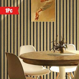 1pc Faux Lattice Self-Adhesive Wood Grain Striped Wallpaper, Waterproof PVC Contact Paper, Wall Decor Peel And Stick Wallpaper, Convenient For Room Decoration, Suitable For Dining Room, Living Room Wall Or Office, Bedroom Background, Living Room Sticker