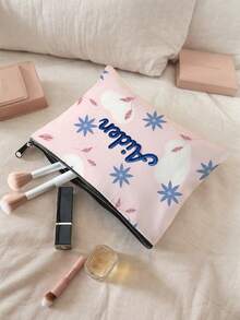 New Cosmetic Bag, Custom Photo Cosmetic Bag, Can Be Customized To Your Unique Design, Lightweight Waterproof Canvas Zipper Cosmetic Bag Is Also Perfect For Coin Purse, Pencil Case, Perfect For Shopping, Date, Vacation, Travel, Festival, Party Or As A Gift Shop Back To School