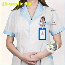 قطعة واحدة مشبك بطاقة أكريليك 2D جميل بشكل طفلة ممرضة، متين للممرضات وطلاب الطب والممارسين الطبيين، إكسسوار احترافي، رسوم توضيحية مرحة، عودة إلى المدرسة، لوازم مدرسية، مكتب، إكسسوارات، هدايا للبنات، هدايا للفريق - أبيض - مشاهدة 5