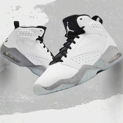  Nike Jordan Lift Off 男士复古多功能支撑舒适篮球中帮鞋，白色和灰色
