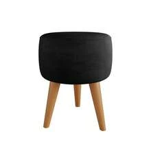 Round Ottoman With Spindle Legs, Stool, 35x35cm, Reinforced Support - màu đen - Xem 2