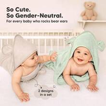 WSXC KeaBabies 2-Pack Hooded Baby Towels For Newborn - 30x30 Soft And Absorbent Viscose From Bamboo Baby Bath Towels With Hood For Infant Toddler Boys Girls Newborn Bath Essentials Sage Petite - Sage - View 6