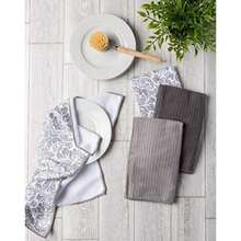 DII Trapo para Platos ultraabsorbente, de Damasco de Microfibra, para Limpiar, Lavar y secar, Juego de 4, Rojo(Damasco gris Dishtowel Set) - Multicolor - Ver 4