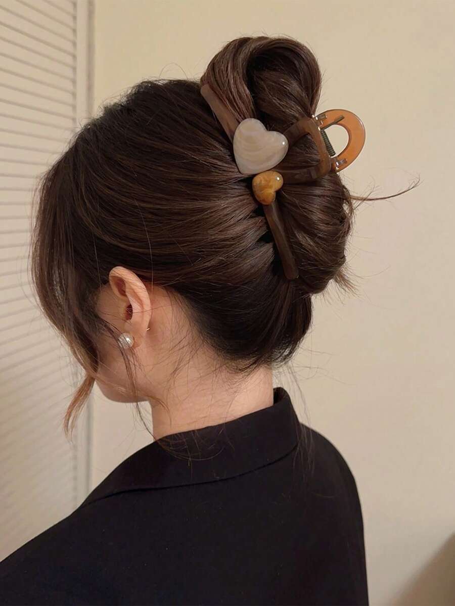 1 件甜美心形发爪夹休闲情人节情人发夹发夹发夹发夹发夹接发夹，学校用品，学院秋冬发饰女士度假装女士