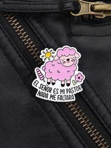 1PC EL SEÑOR ES MI PASTOR Enamel Pins Pink Sheep Bible Quotes Brooches Lapel Badge Cute Cartoon Faith Jesus Jewelry Gift For Friends - Multicolor - View 7