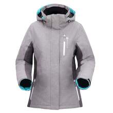 Women's Waterproof Ski Jacket, Insulated Snowboard Coat With Hood, Windproof Winter Outdoor Snow Jacket - Grey - View 6