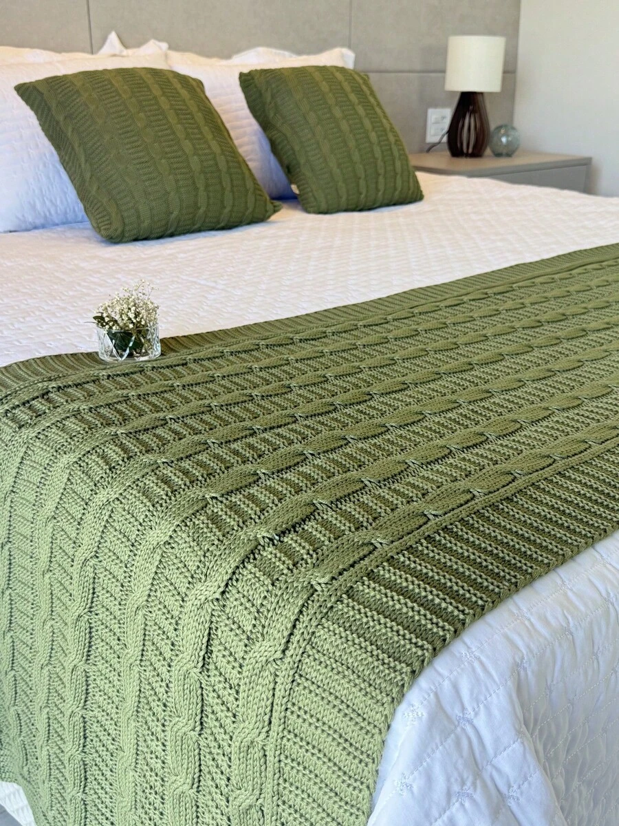 Knitted Blanket Set (Bed And Sofa Bed) + Cushion Covers For Queen Size Bed, FIRENZE Decor - 奧利佛.格林 - 查看 1