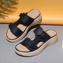 Sandalias con correa de gancho y bucle para exteriores, nuevas zapatillas de playa de verano con suela blanda antideslizante y resistente al desgaste, pantuflas casuales 2 en 1 - Azul Marino - Ver 16