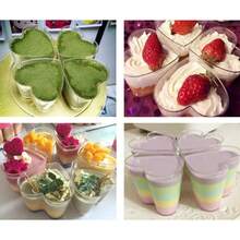 Kubeczki deserowe w kształcie serca o pojemności 5 uncji (150 ml), odpowiednie do ciast, galaretek, puddingów, ciasteczek, makaroników, kanapek, idealne na Walentynki, wesela, imprezy, urodziny i specjalne okazje - Wiele kolorów/losowe style - Zobacz 12