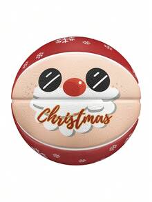 veidoorn 1个圣诞系列7号标准橡胶圣诞老人图案篮球，高品质耐磨材料，篮球配件，适用于室内外训练，时尚独特的训练篮球，送给男朋友/女朋友的最佳节日礼物 - 聖誕老人紅色 - 查看 4
