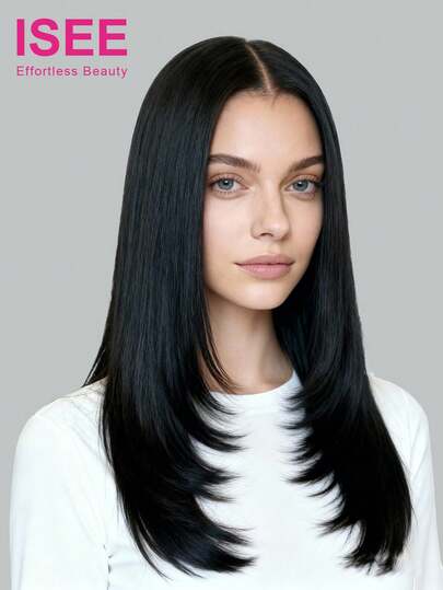 ISEE 直发分层免胶高清蕾丝假发，7x5蕾丝前假发，漂白发结，18-22英寸，180%密度，预拔发际线和预剪蕾丝，自然色未加工真人发，自然发际线，高品质时尚假发，适合初学者，魅力优雅休闲时尚，学生用品