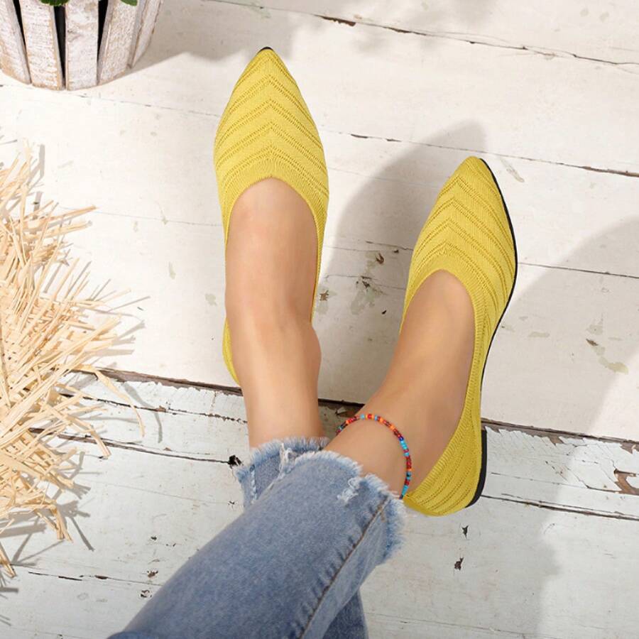 Spring/Summer 2026 Women's Solid Color Comfort Flats, Match Dresses & Vacation Outfits, Classic Pointed Toe, Cushioned Insole Footwear, Suitable For Work & Weekend Gatherings - 黑色 - 查看 1