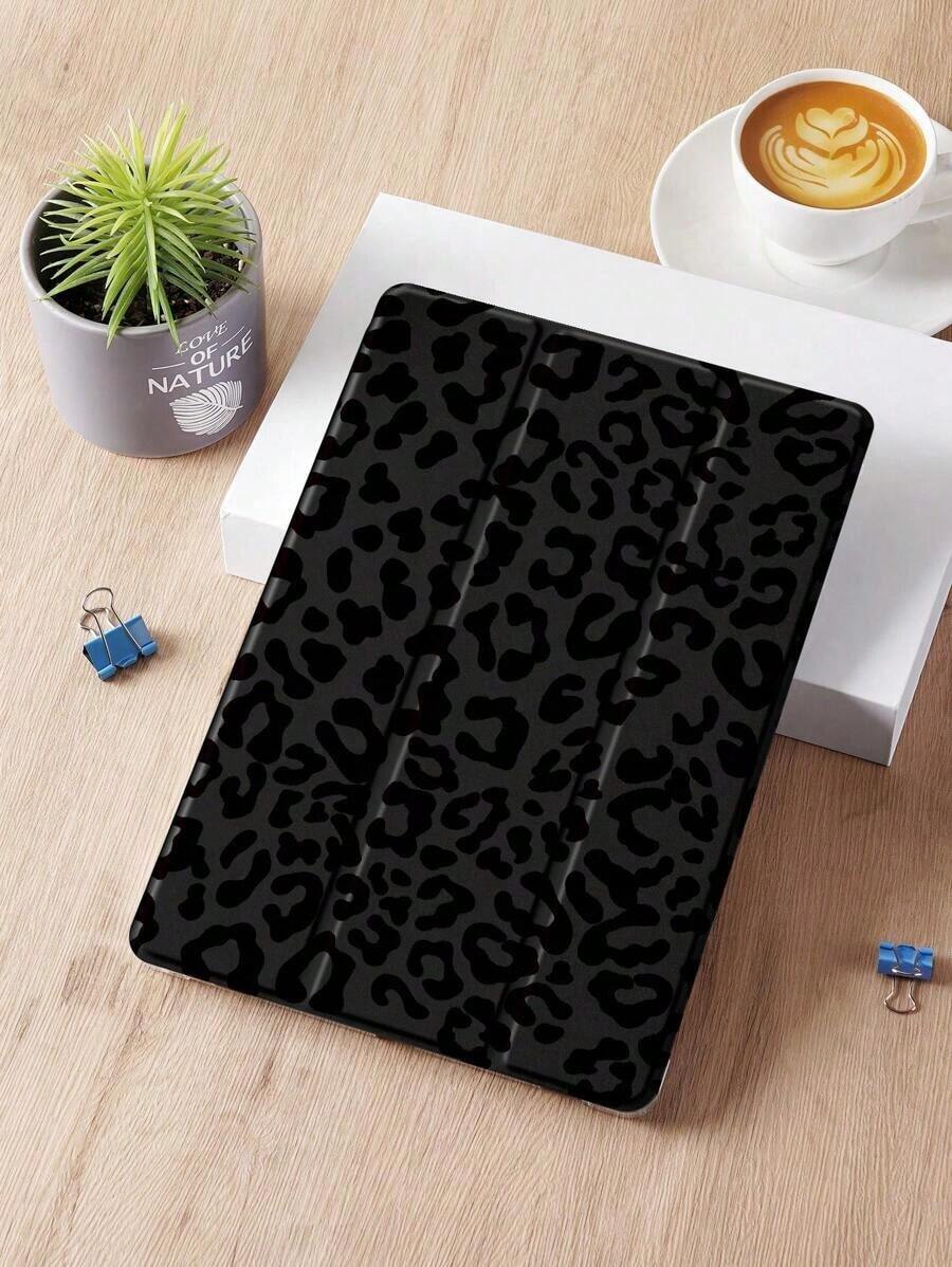 Cheetah,Leopard Print 1pc Black Leopard Print Tablet Protective With P Slot, Anti-Drop, Support Sleep/Wake, Compatible With, And.Accessories. - Multicolor 3 - View 1