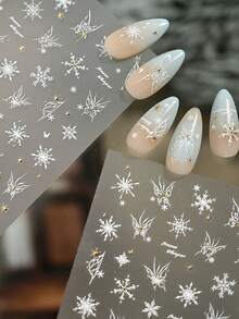 1 buc ștampilare aurie fulg de zăpadă de iarnă minimalist fluture eteric auriu cromatic insectă zăpadă autocolante de unghii 5D artă unghii celeste încântătoare îngheț autoadeziv unghii pentru femei elegante DIY manichiură decalcomanii