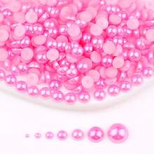 Fancy Multi Colors, 2MM-10MM, 7 Sizes , Flatback Half Round ABS Pearls , Glue On Jewelry Beads Stones Diamond 3D Pattern Design Accessories Glitter Manicure Decal Decorations For Clothes,Bag,Shoes,Cups,Phone Covers,Handicrafts,Diy Trim.
