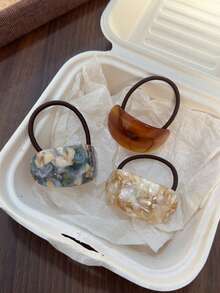 3pcs/Set Women's Oval Shaped Hair Scrunchies, Elegant Fashion Hair Ties For Ponytail, Bun, Suitable For Daily Wear, Autumn/Winter Hair Accessories Head Accessories