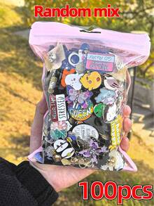 15/30/50/100 件混合风格胸针套装（无重复款式），金属合金别针和徽章，各种工艺品、款式、颜色、图案，包括可爱的卡通人物惊喜设计，数量越多种类越多，用于衣服、包包、鞋子的装饰，非常适合收藏，学生奖励或小礼物学校万圣节万圣节配饰教师节珠宝服装配饰包饰办公室配饰圣诞节 - 彩色 - 查看 13