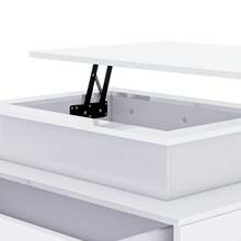 BALCONERA GeoTower Lift Top Coffee Table – High Glossy Modern Wooden Rectangle Tea Table With LED Strip & 2 Drawers - White - View 9