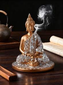 1pc Gold-Color Buddha Statue, Meditation Decor, Zen Home Decoration - Multicolor - View 1