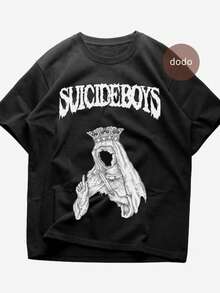 Suicideboy T-Shirt - Rap Music Shirt - New World Casual Cotton Short Sleeve Round Neck T-Shirt For Women Regular Fit With Graphic Print - Black - View 1